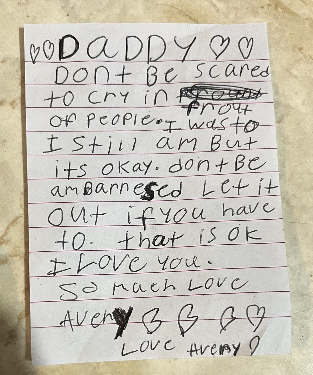 My baby girl understands. I love you baby Avery!I found her old letter to me. I’m not crying you are. 😭