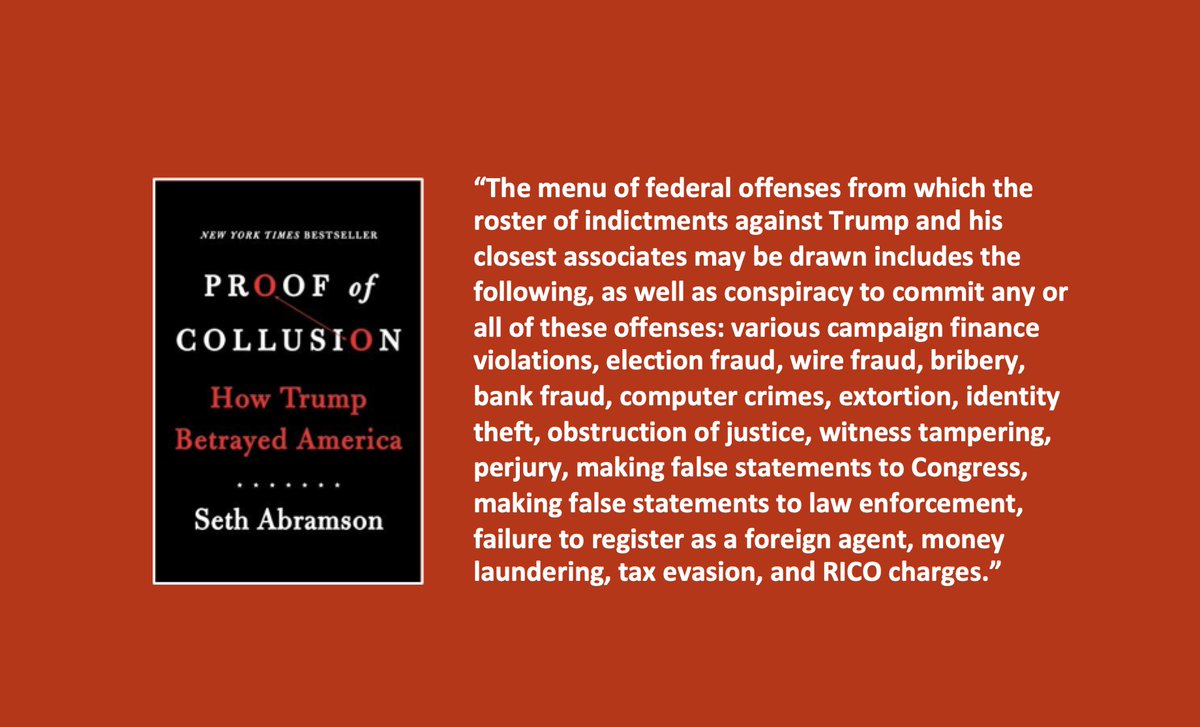 #booklist #bookstagram #booktalk #booktok #greatbooks #greatbooksguide @SethAbramson @realDonaldTrump #Trump #MAGA #collusion #obstruction #fraud #campaignfinance #electionfraud #wirefraud #bribery #extortion #taxevasion #moneylaundering #bankfraud #justice