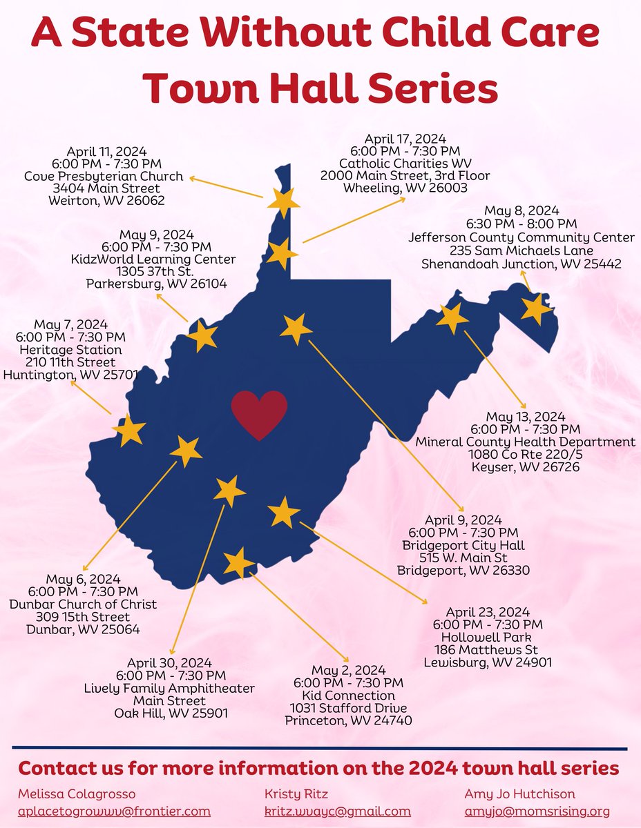 @Sen_JoeManchin We'd love to see your staff at our town halls to hear how WVians need help to #SolveChildCare.