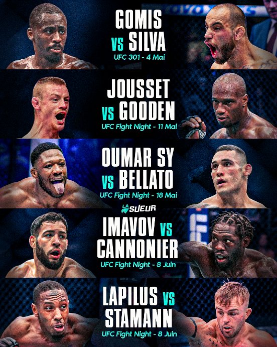 Les prochaines échéances de nos combattants français à l'UFC. 🤩🇫🇷