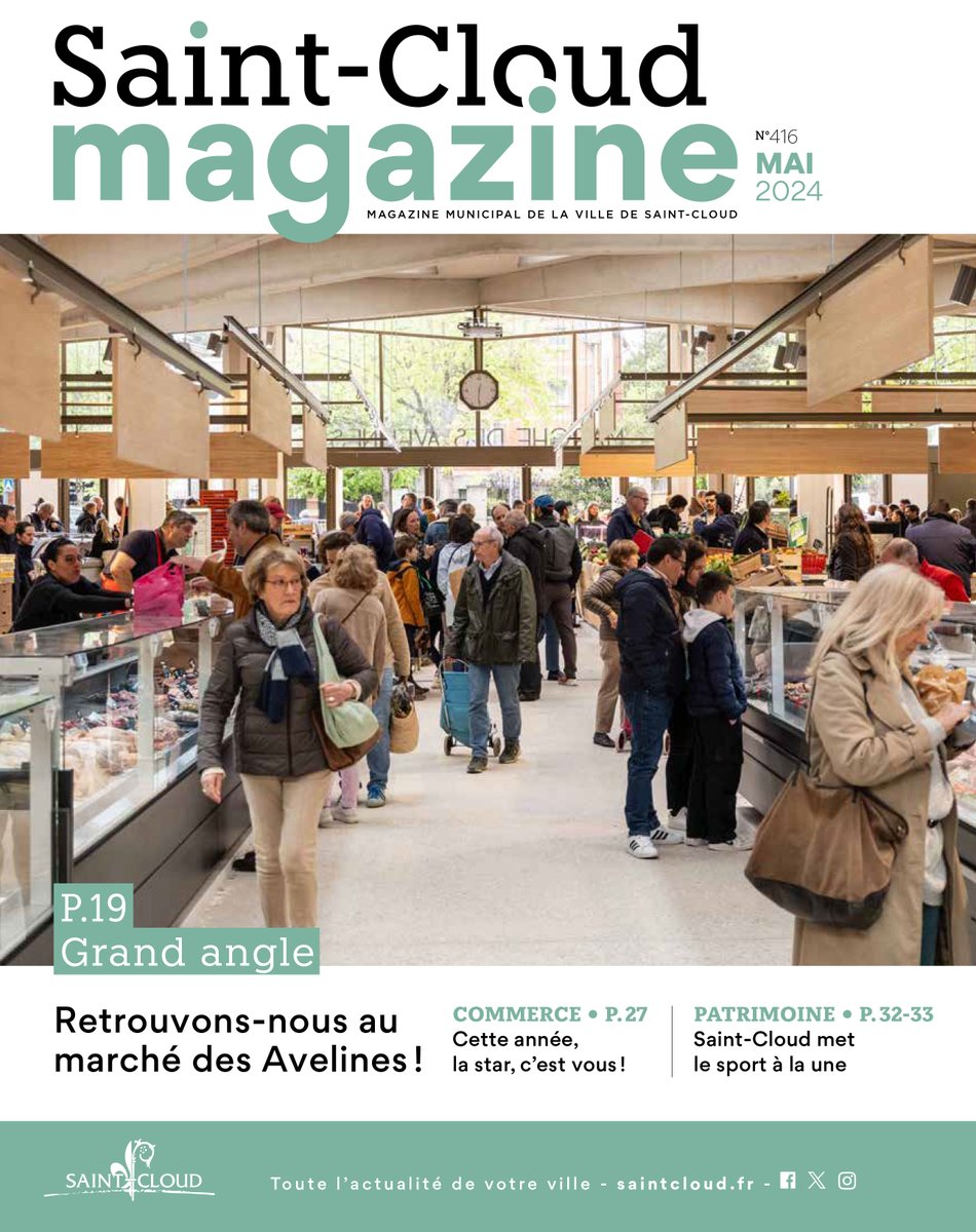 Découvrez, dès maintenant et en ligne, le Saint-Cloud magazine de mai ! 🗞 👉 urlz.fr/quaa À la une : 🍓 Grand angle : Retrouvons-nous au marché des Avelines ! ✨ Commerce : Cette année, la star, c’est vous ! ⛳ Patrimoine : Saint-Cloud met le sport à la une