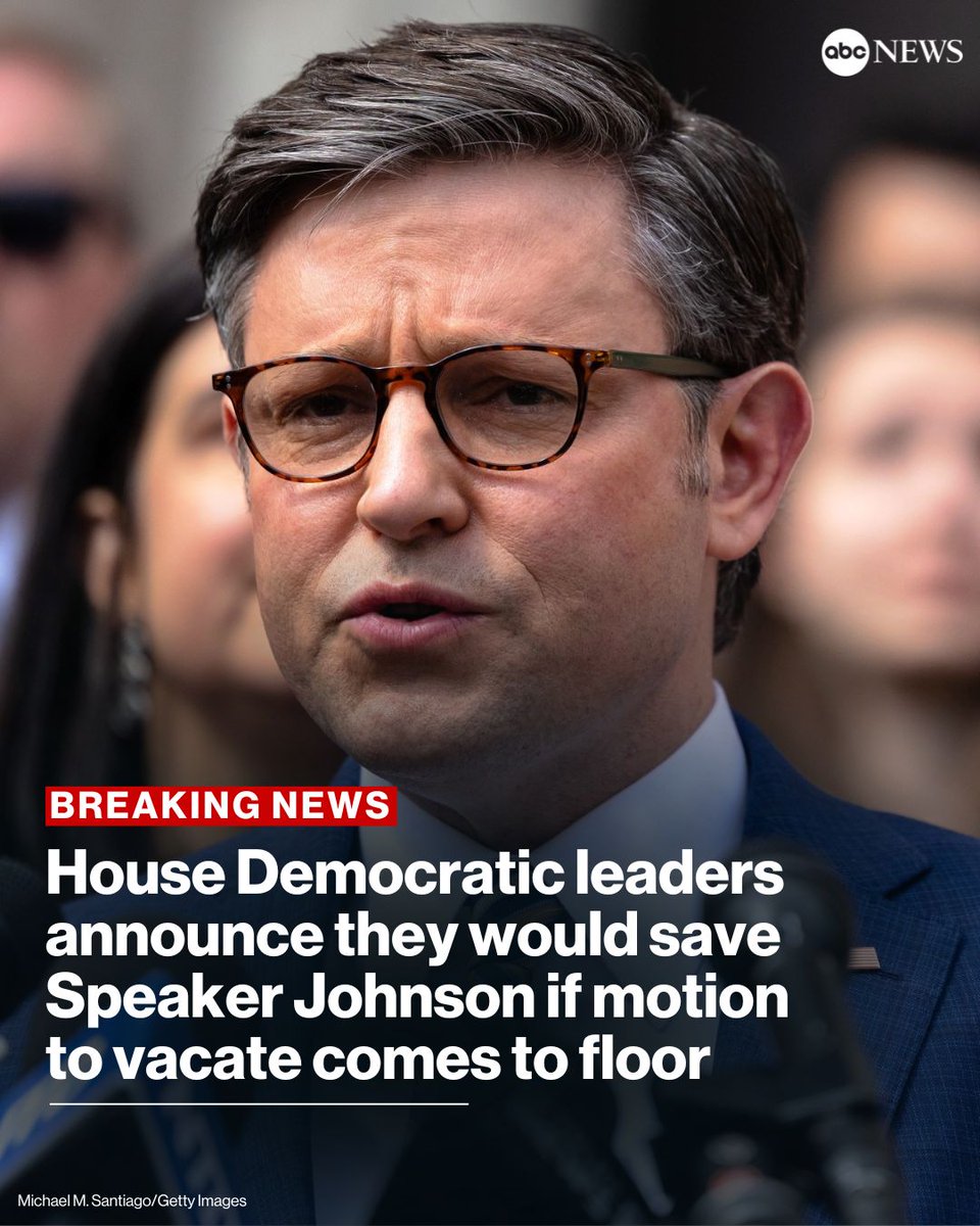 BREAKING: House Democratic leadership announced Tuesday that if a motion to vacate Speaker Mike Johnson is brought to the House floor for a vote, they would vote to table the effort. trib.al/QcoDcdm
