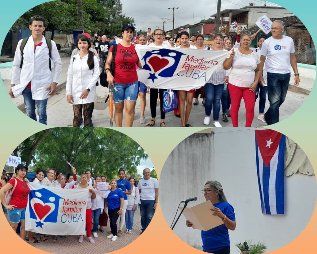 Medicina Familiar del Grupo Básico de Trabajo 2 de Gibara, participando en Desfile por el 1ro de mayo.                                             #PorCubaJuntosCreamos