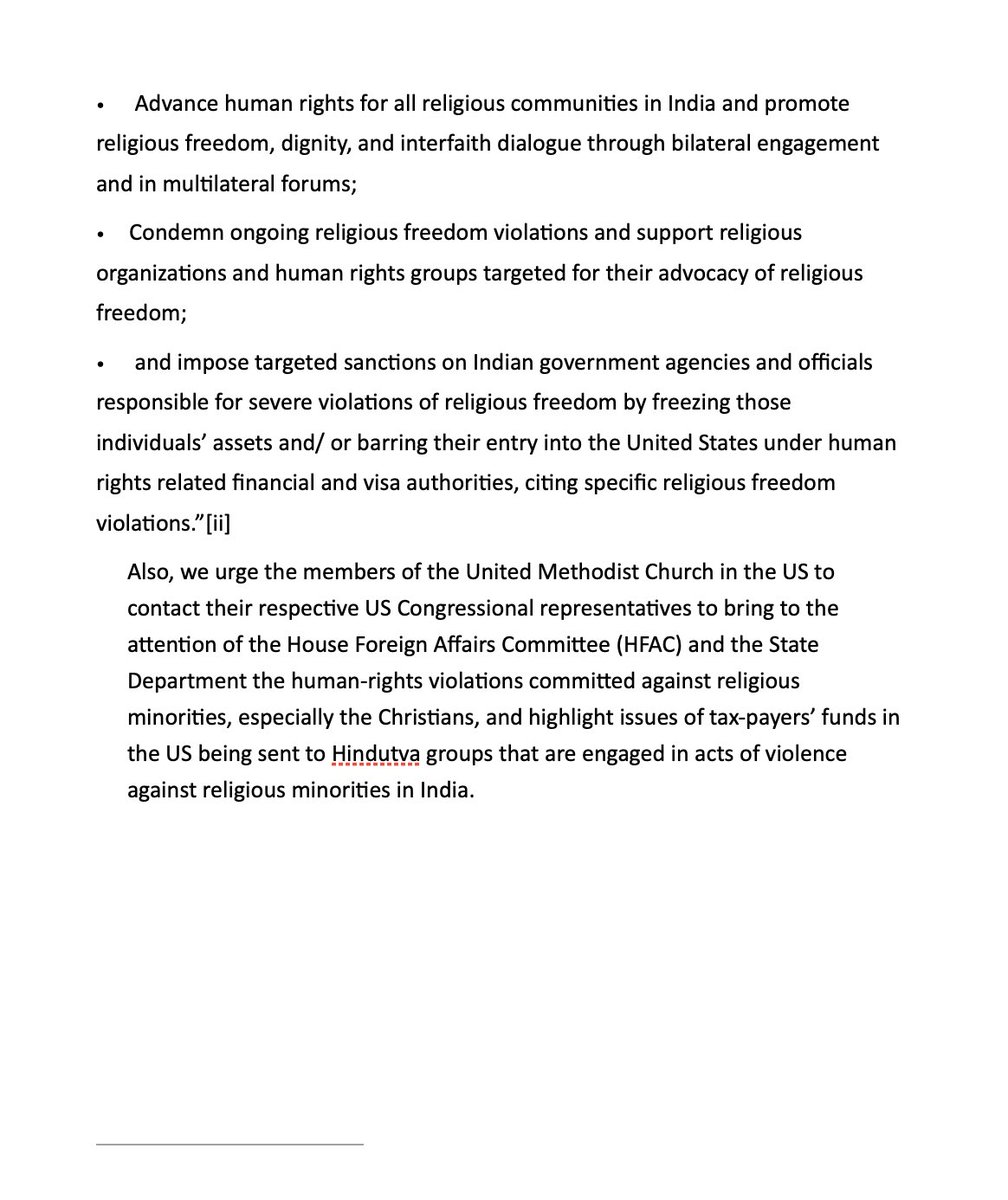 The United Methodist Church JUST made history as the FIRST Church body anywhere to formally raise the issue of persecution of Indian Christians, denounce Hindutva, and call for the US State Department to designate India as a Country of Particular Concern! See text. #UMCGC