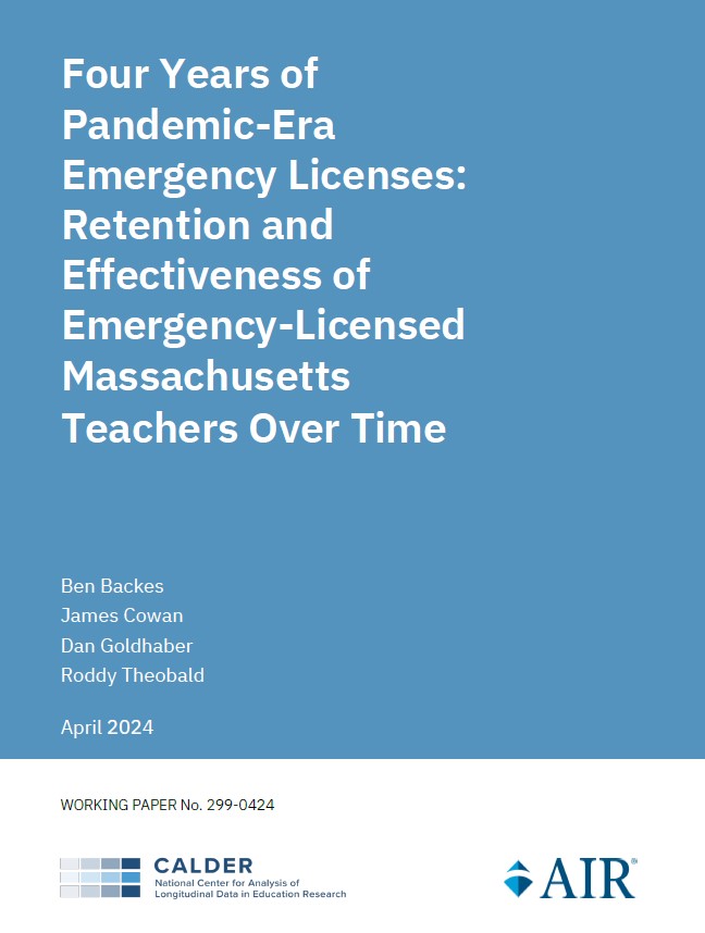 Early research found pandemic-era emergency licensed teachers were more diverse & just as effective as regular teachers, but a new WP by @brbackes, @jecowan, @CEDR_US, & @RoddyTheobald finds later cohorts appear less effective than initial ones. Read here: bit.ly/3JCmDa6