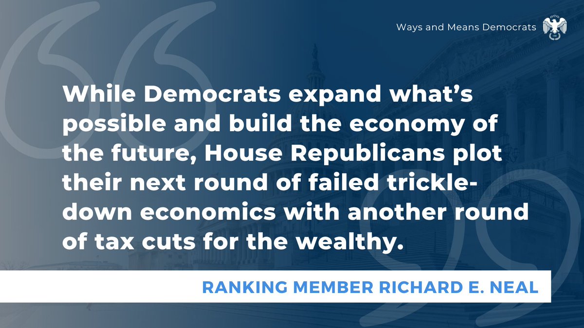 Democrats are delivering for the American people. Republicans are only focused on delivering for their billionaire and big corporation friends. Read @RepRichardNeal's full opening statement at today's #BidenBudget hearing with @SecYellen here: democrats-waysandmeans.house.gov/media-center/p…