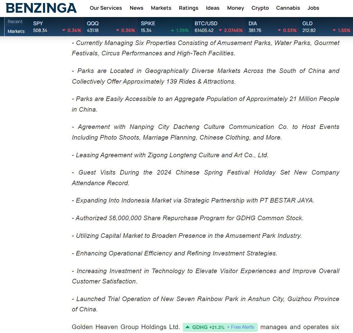 $GDHG - Benzinga.com 'New Agreements Signed for Diverse Business Opportunities Plus Expansion into Indonesia with 30-50 New Amusement Parks' @Nasdaq benzinga.com/pressreleases/… via @Benzinga #amusementparks #profitable #revenue 

$GDHG $DIS $FUN $CMCSA $SIX