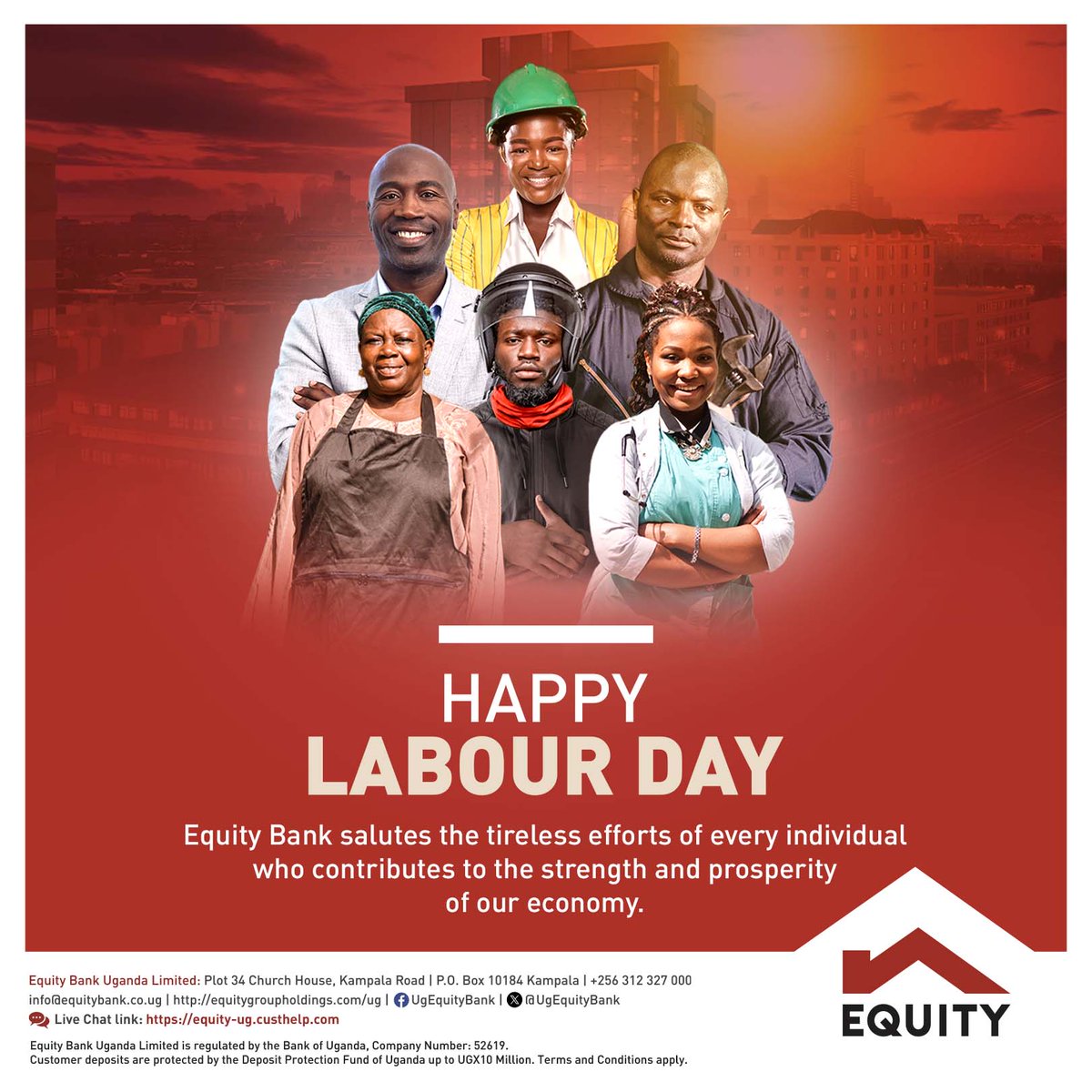 As we celebrate International Labour Day, we salute and recognize our staff and all Ugandans across the country who work tirelessly to contribute to the prosperity of this nation. #HappyLabourDay #LabourDay2024 #EquityBank