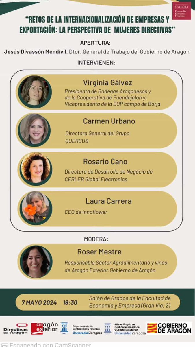 Raquel Rey (@rqtres) on Twitter photo Una buena amiga, <a href="/roser_mestre/">Roser</a>, modera una jornada repleta de #mujeresdirectivas muy 🔝 . Aportan su visión en la internacionalizacion de empresas y exportación.
No es necesario inscribirse.
🗓️ 7 de mayo a las 18:30 h
En colaboración con <a href="/Directivas_ARGN/">Directivas de Aragon</a> <a href="/GobAragon/">Gobierno de Aragón</a> <a href="/unizar/">Universidad Zaragoza</a> Una buena amiga, <a href="/roser_mestre/">Roser</a>, modera una jornada repleta de #mujeresdirectivas muy 🔝 . Aportan su visión en la internacionalizacion de empresas y exportación.
No es necesario inscribirse.
🗓️ 7 de mayo a las 18:30 h
En colaboración con <a href="/Directivas_ARGN/">Directivas de Aragon</a> <a href="/GobAragon/">Gobierno de Aragón</a> <a href="/unizar/">Universidad Zaragoza</a>