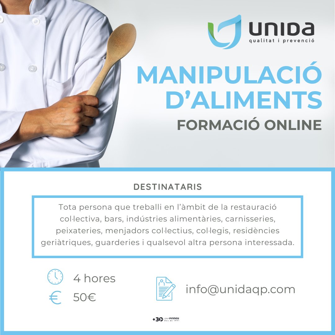 #Fem_Prevenció #Fem_Formació #Manipuladordaliments #Unidaqp #GrupPirineu #AjudemaMillorar
