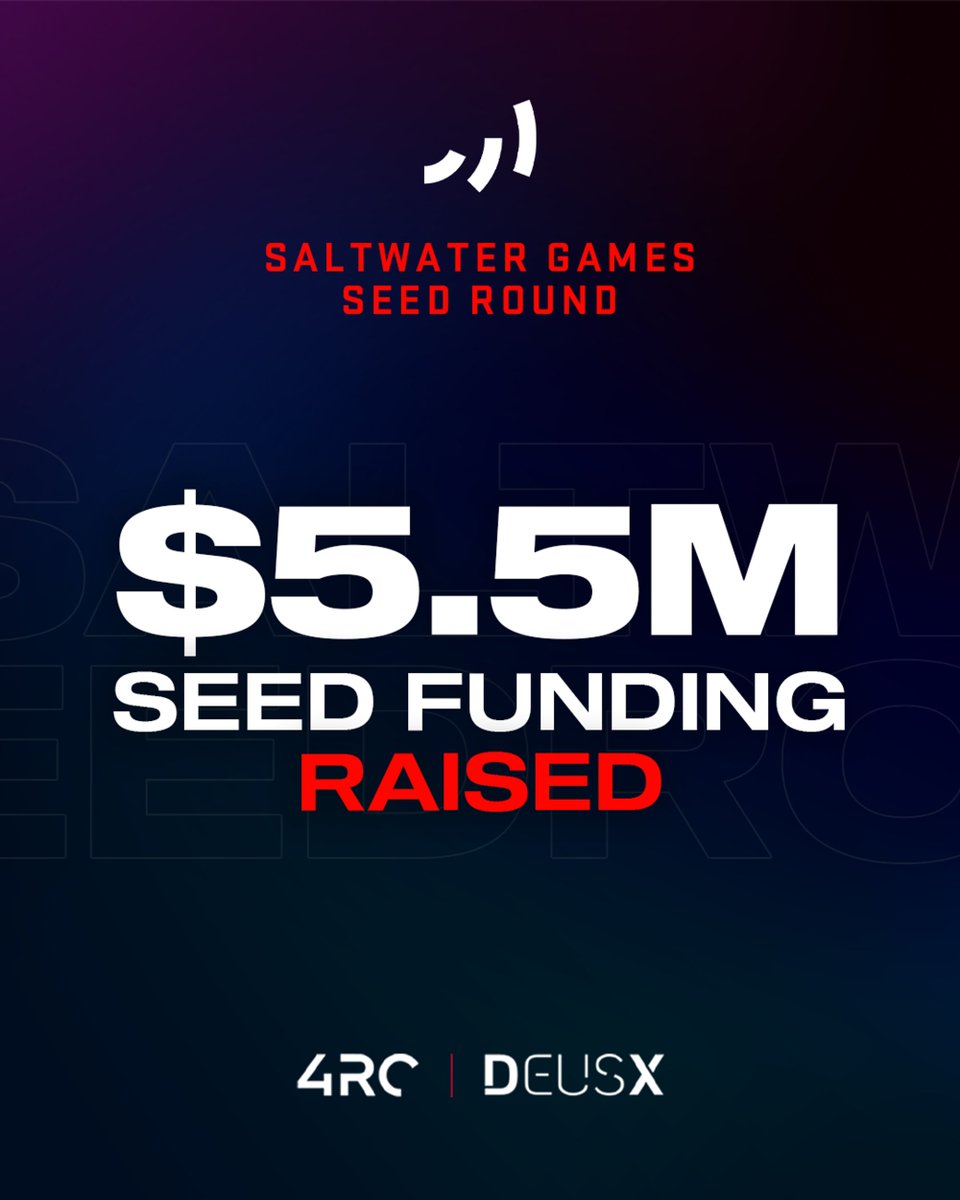 Saltwater Games is excited to announce that we have closed our seed round at an oversubscribed $5.5 million in funding, led by Deus X & @4RCapital! With this funding, we aim to increase our headcount, invest in new technology, and expand our operations into new territories, all