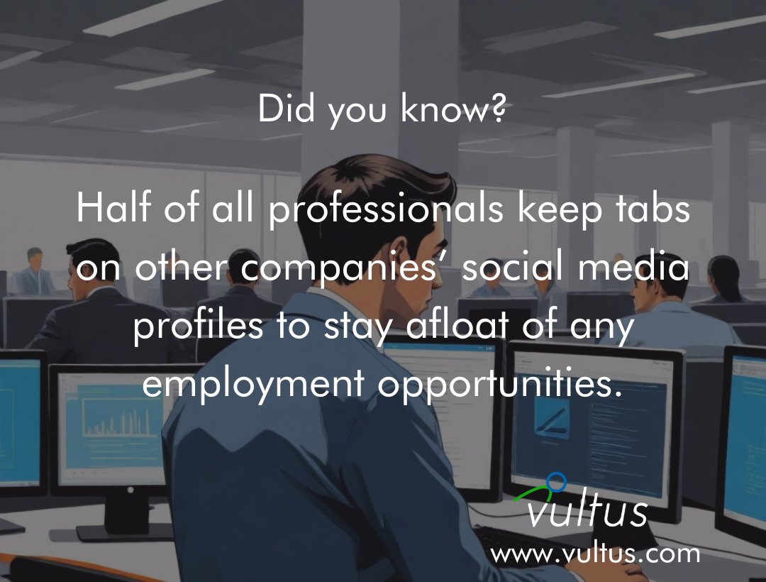 According to a recent survey, 50% of professionals actively monitor social media for job opportunities. Hence, recruiters should leverage AI to connect with skilled candidates faster. 

#Vultus #SocialMediaRecruitment #JobOpportunities #RecruitmentTrends #AIRecruitment