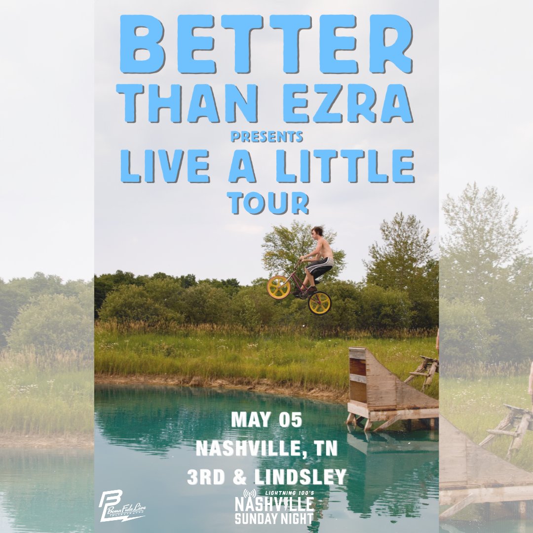 Join us this weekend for #NashvilleSundayNight with the one and only @betterthanezra live at @3rdandLindsley. Don't miss this special show and grab your tickets below while you still can!

Nashville Sunday Night is sponsored by Jack Daniel's
🎟️: 3rdandlindsley.com/.../better-tha…