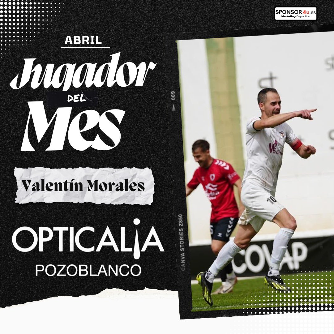 🏆 𝗝𝗨𝗚𝗔𝗗𝗢𝗥 𝗗𝗘𝗟 𝗠𝗘𝗦 

🌟 ¡<a href="/Flamenquin14/">Valentín Morales</a> se convierte en el jugador @opticalia_pozoblanco del mes de abril!

©️ Nuestro capitán consigue este galardón. Garra y lucha como estilo de vida ⚔ 
 
👏 ¡Enhorabuena Valentín!
