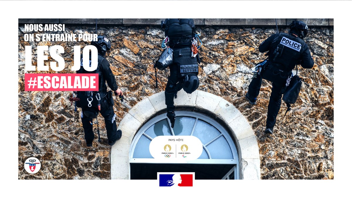 #ÉquipeDesFrançais 🇫🇷 | Nous aussi on s'entraîne à la @prefpolice ! 👮‍♂️🧗