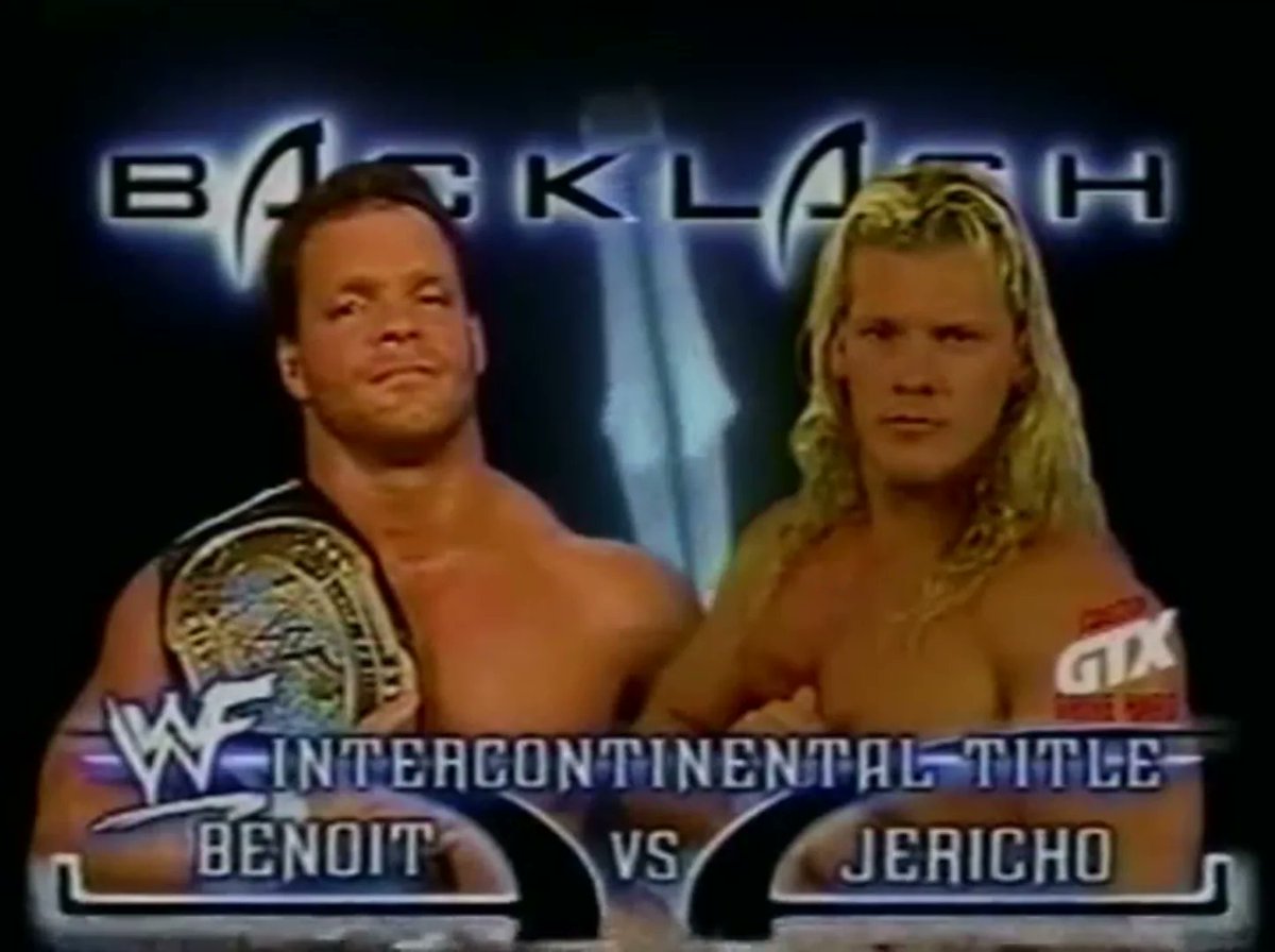 4/30/2000

Chris Benoit defeated Chris Jericho by disqualification to retain the Intercontinental Championship at Backlash from the MCI Center in Washington, DC.

#WWF #WWE #Backlash #ChrisBenoit #TheRabidWolverine #ChrisJericho #Y2J #Lionheart #IntercontinentalChampionship
