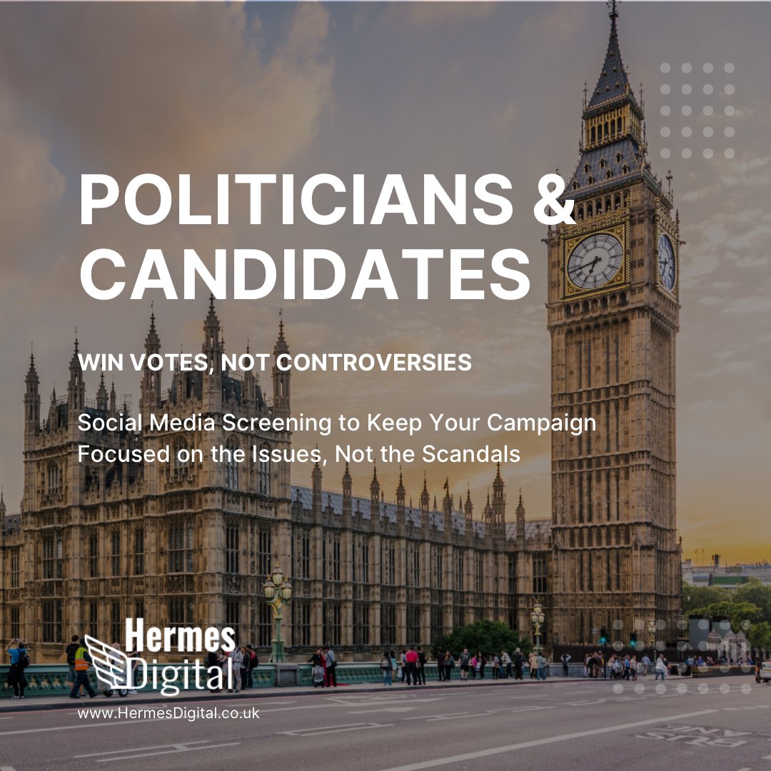 Every detail counts in a political campaign. 🎯 Secure your team’s online reputation with our comprehensive screening. #Politics #UKPolitics #Conservatives #Labour #ReformUK #LiberalDemocrats ➡️ bit.ly/3EfjVES