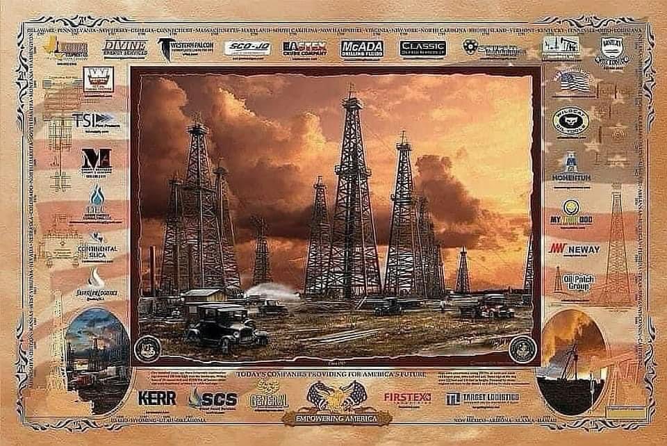“Empowering America” print 24” x 36” - a 1919 oilfield to purchase this print head to crouchHistoryArt.com in the Oil And Gas section on page 2 #oilandgasconvention2024 #oilandgasassociation #FuelingTheFuture #fuelingamerica