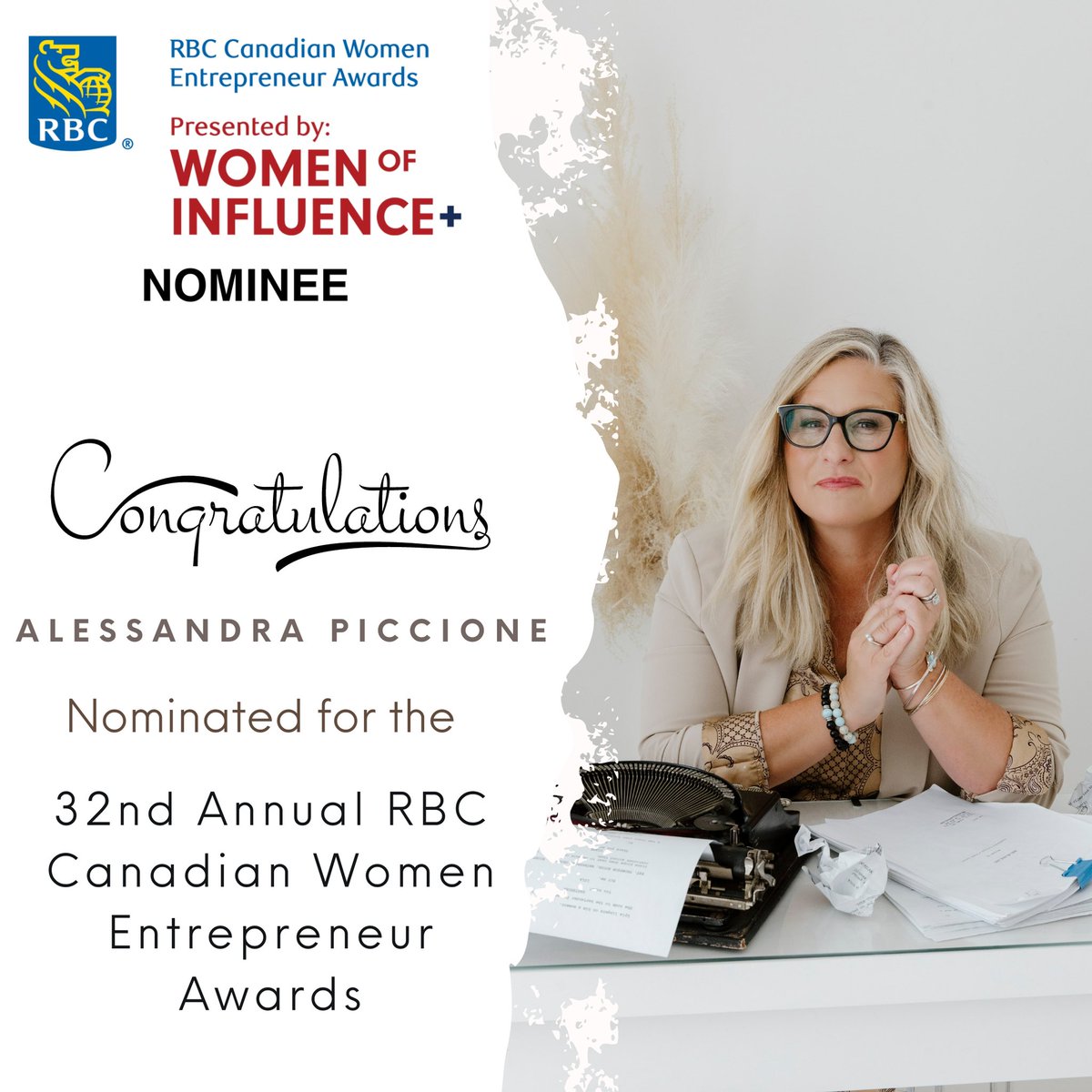 I'm incredibly honored to be nominated for the 32nd annual RBC Canadian Women Entrepreneur Awards! Huge thanks to Vijay Mathew for this recognition. #WomenEntrepreneurs #RBCAWards #Grateful #DreamBig