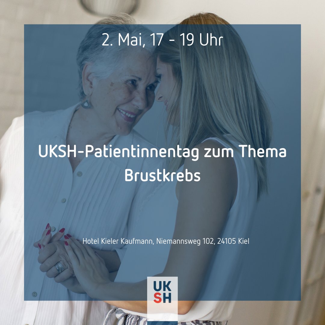 Herzliche Einladung zum Patientinnentag am 2.5. im Hotel Kieler Kaufmann mit vielen Informationen und Vorträgen zum Thema #Brustkrebs - und einem Grußwort von @DGuenther_CDUSH. Kommen Sie gern vorbei. Mehr Infos👉uksh.de/frauenklinik-k… #UCCSH