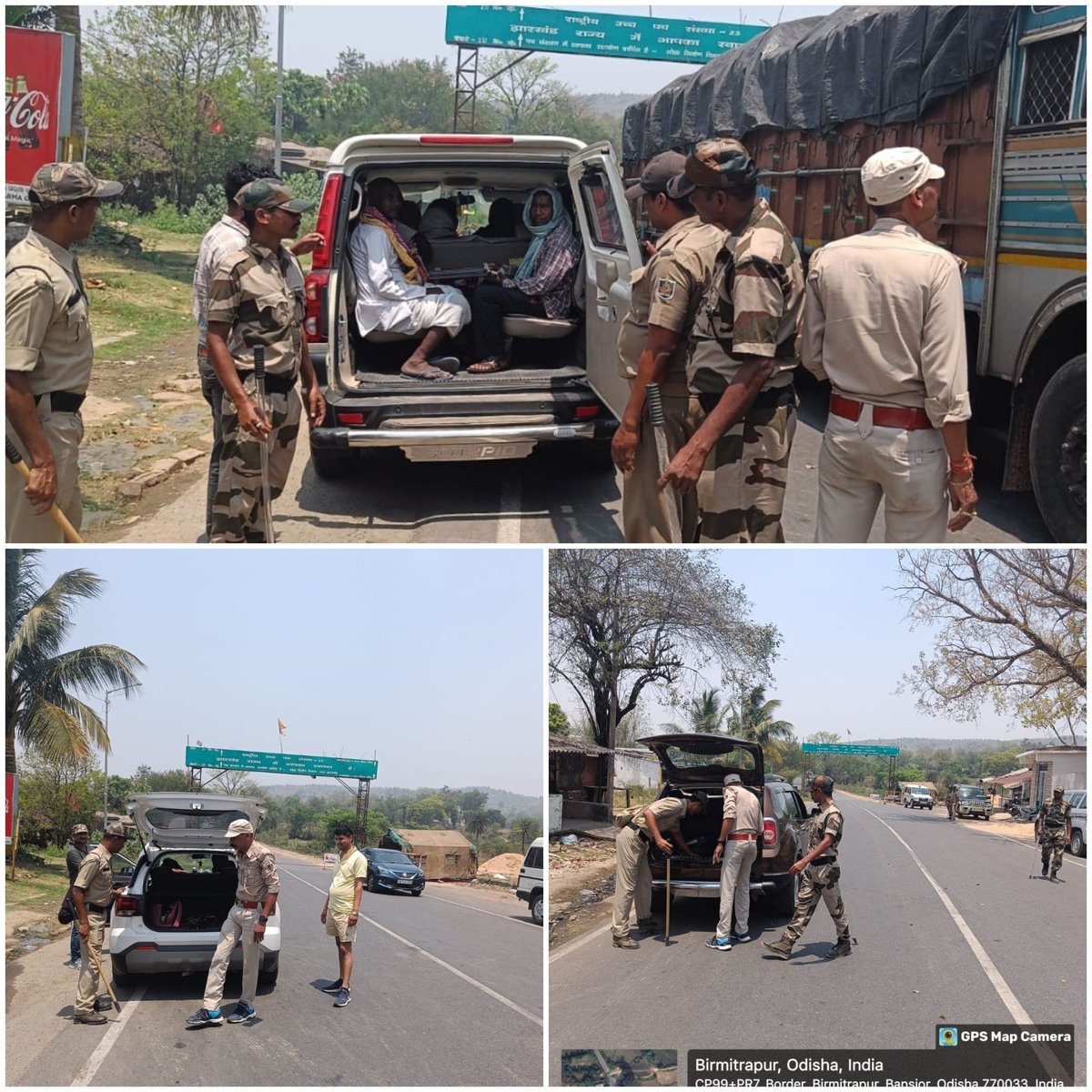 Border checking at Patalkand Odisha-Jharkhand border under Biramitrapur PS with SST team..