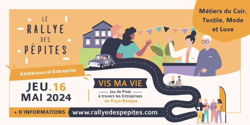 TechnopolePaysBasque (@technopolepb) on Twitter photo 📣 Vous êtes un collégien, #lycéen, #étudiant ou demandeur d'emploi et vous souhaitez découvrir les #métiers du cuir, du #textile, de la mode et du luxe ? Inscrivez-vous au jeu de piste <a href="/RDPepites/">Rallye des Pépites</a> #JeDécouvre (16/05 - Saint-Jean-de-Luz) avant le 03/05 ➡️ rallyedespepites.com/evenement/le-r… 📣 Vous êtes un collégien, #lycéen, #étudiant ou demandeur d'emploi et vous souhaitez découvrir les #métiers du cuir, du #textile, de la mode et du luxe ? Inscrivez-vous au jeu de piste <a href="/RDPepites/">Rallye des Pépites</a> #JeDécouvre (16/05 - Saint-Jean-de-Luz) avant le 03/05 ➡️ rallyedespepites.com/evenement/le-r…