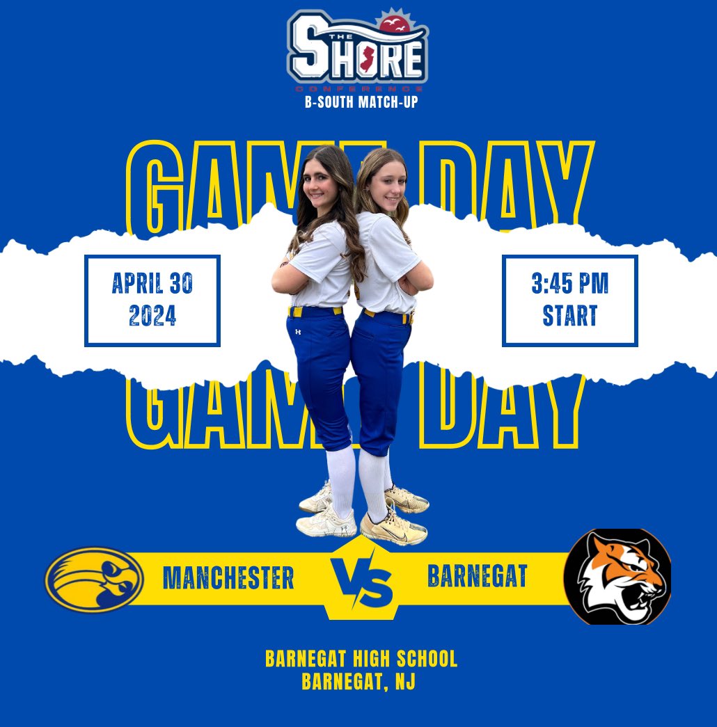 GAME DAY at Barnegat @ 3:45 pm! Let’s go Lady Hawks 💪🏻🥎 

<a href="/MTHS_Sports/">Manchester Twp. H.S. Sports Updates</a> <a href="/MTHSboosterclub/">Manchester Township High School Booster  Club</a>