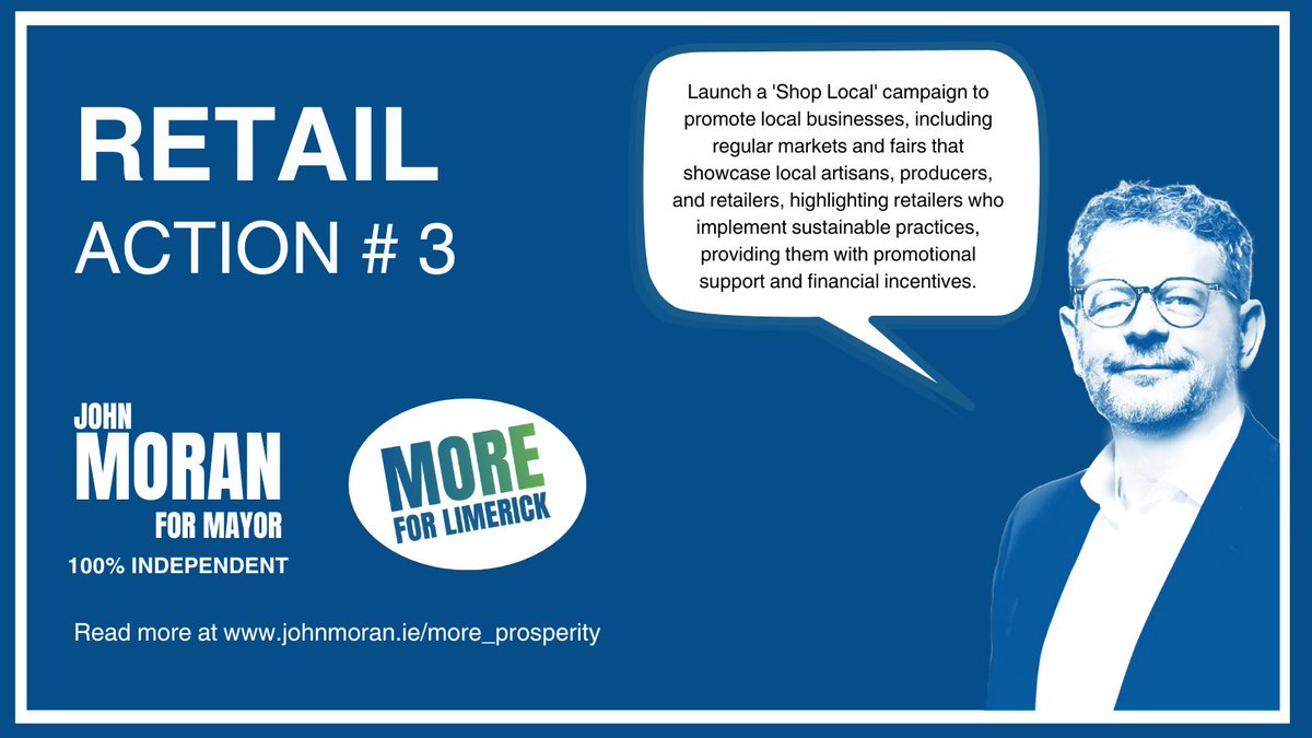 We saw with LeanonMe that Limerick people want to help their local producers and retails.  Time for a 'Shop Local' campaign to tap into that and support retailers with sustainable practices. #MoreForLimerick