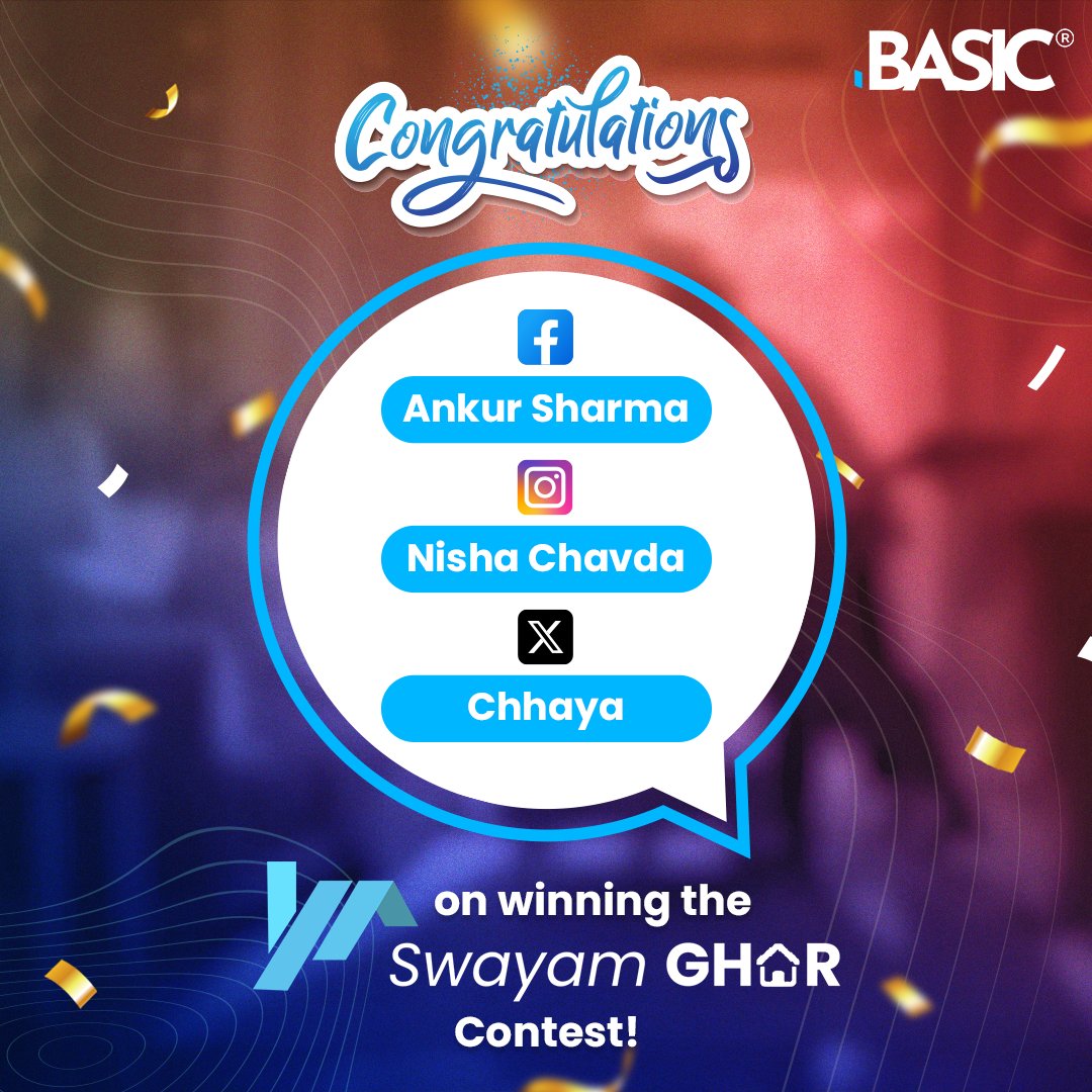 Congratulations to @Chhayadhamecha, Ankur Sharma, and Nisha Chavda! Thank you to everyone who participated in this contest. Be sure to keep an eye out for more such fun contests in the future! #SwayamGhar #BASICHomeLoan #HomeLoansKaSwayamGhar #ChangingHomeLoansForGood #HomeLoan…