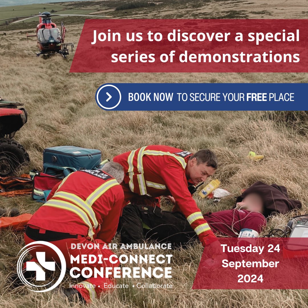 Devon Air Ambulance invites you to attend our first annual conference, focusing on rural response, on Tuesday 24 September! Take part in an educational day delivered through a series of presentations, simulations and workshops! Book your free place here: daat.org/event/devon-ai…