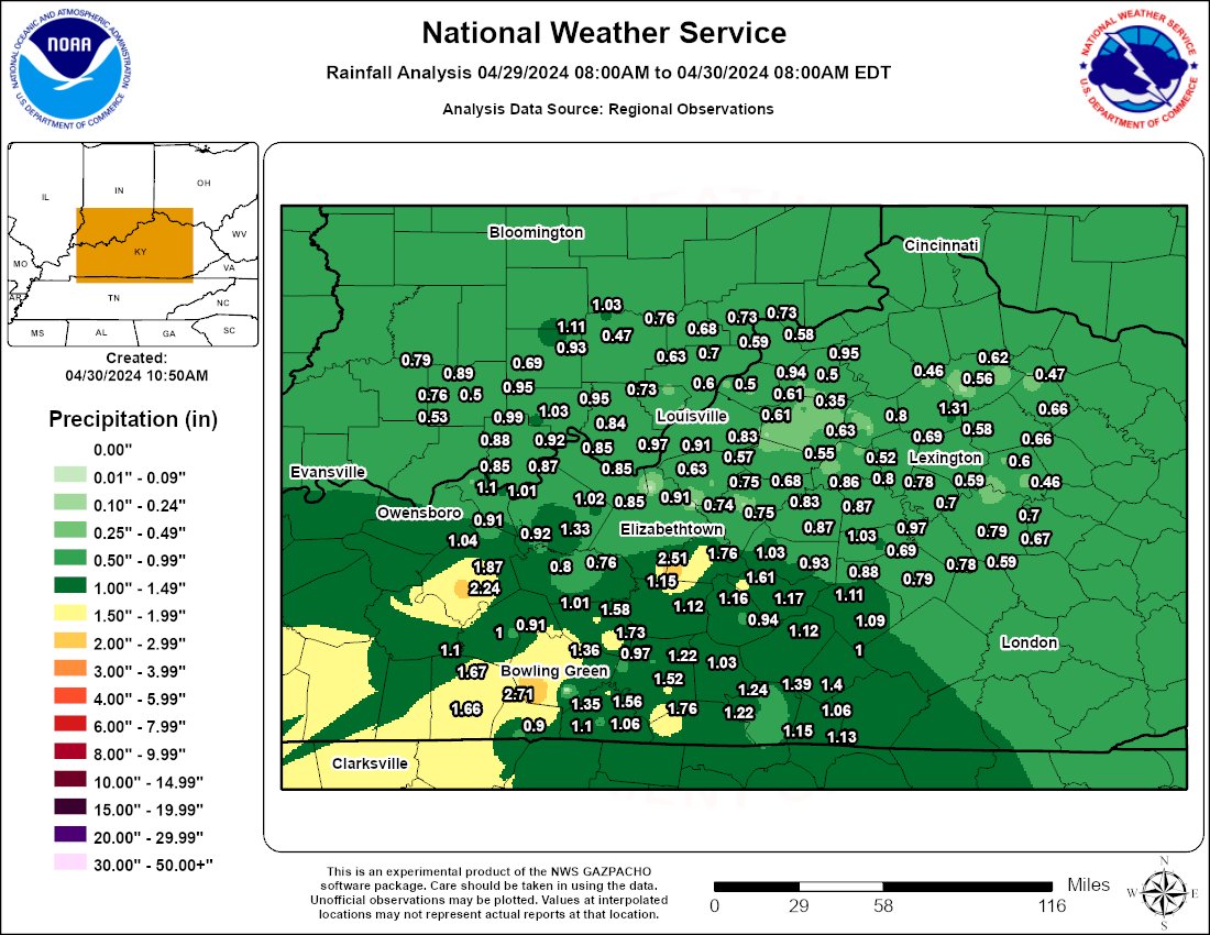 April showers bring May flowers. April comes to end with a good soaking rain last night and this morning. Sunny start to May expected before more rain chances come Friday. #kywx #inwx