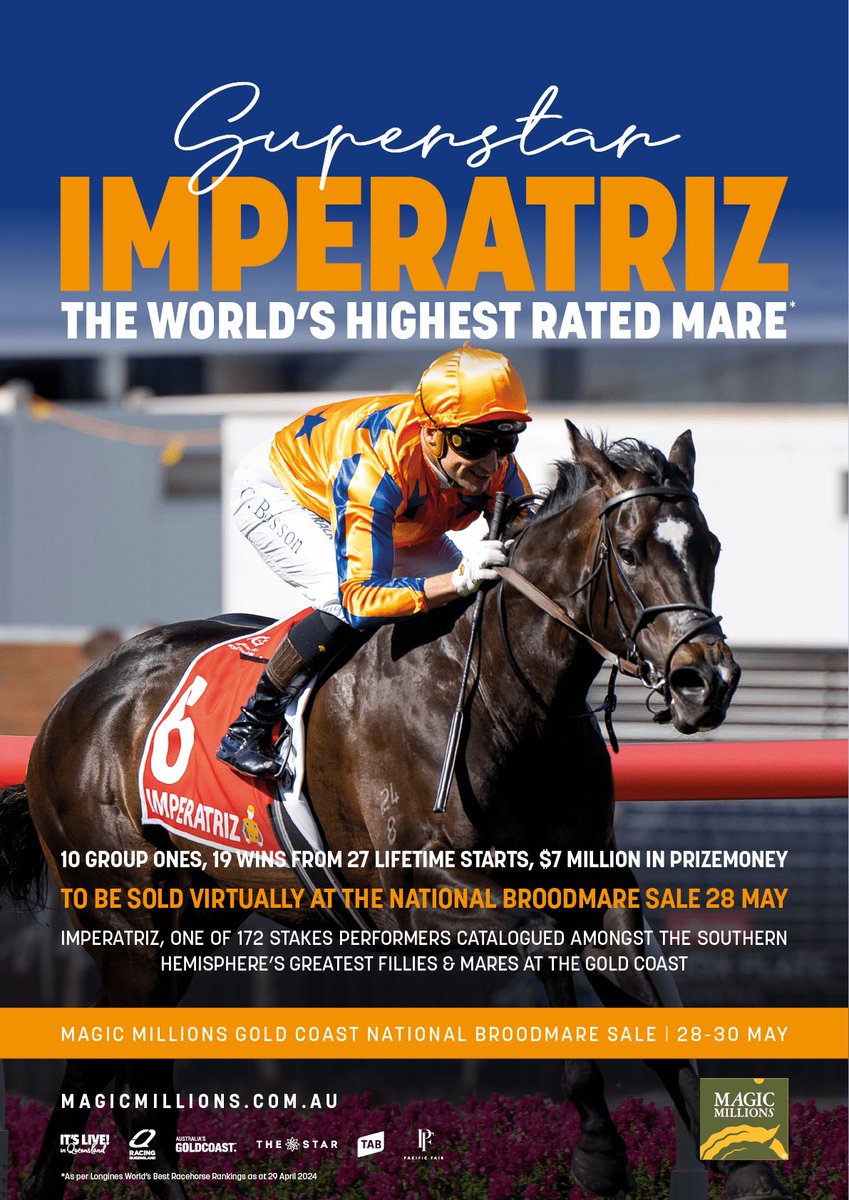 🧡IMPERATRIZ🧡 The worlds highest rated mare to be offered virtually at @mmsnippets National Broodmare Sale 🥇 @TeAkauRacing