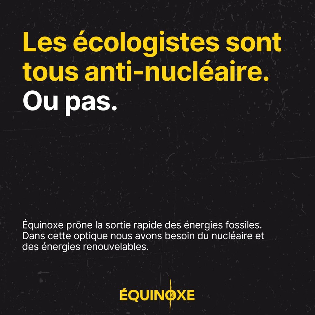 ⚡️ Et si on proposait enfin un parti écologiste qui defend le nucléaire ?

Sortir du nucléaire, c’est renoncer à une production d’électricité décarbonnée, pilotable et sûre.

➡️ Pour défendre les énergies renouvelables et le nucléaire, le 9 juin je vote équinoxe !