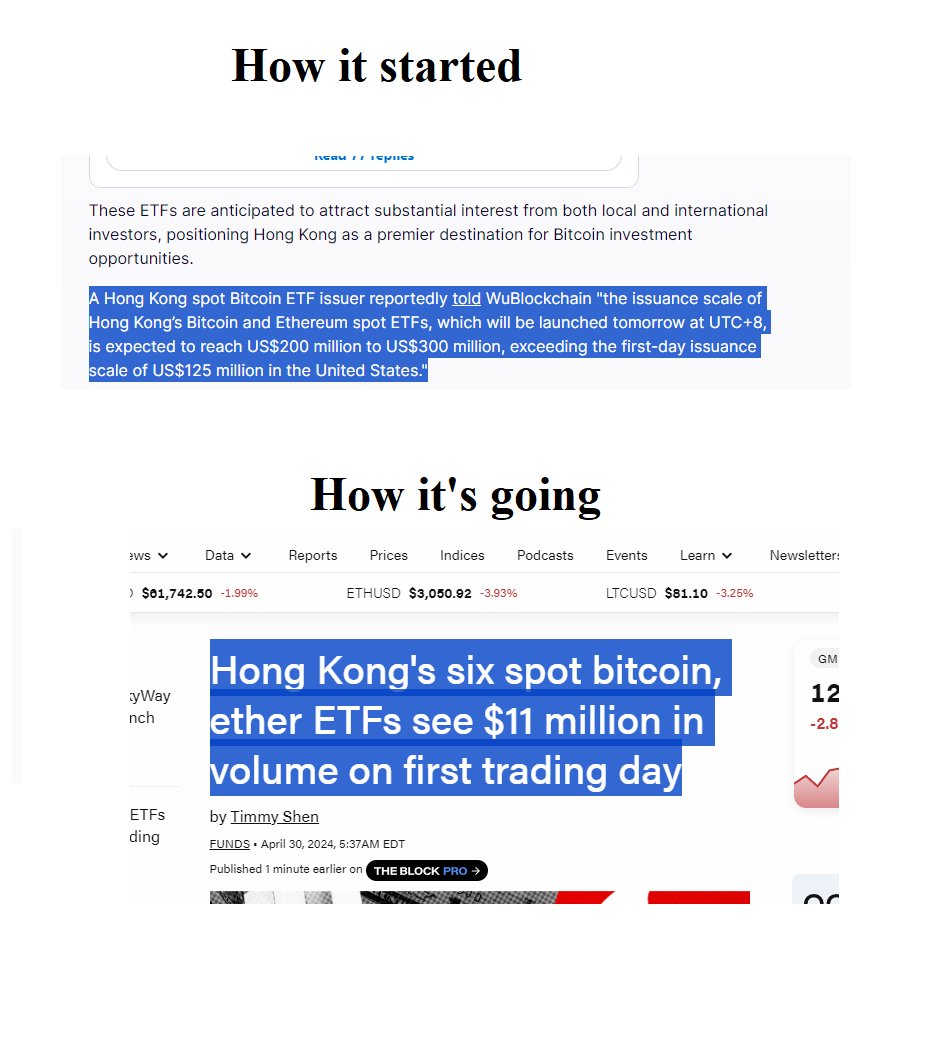 Hong Kong ETH and Bitcoin ETF launch in 1 picture.

$300 million 'anticipated' volume
$11 million actual volume

This has got to be one of the worst predictions of all time.