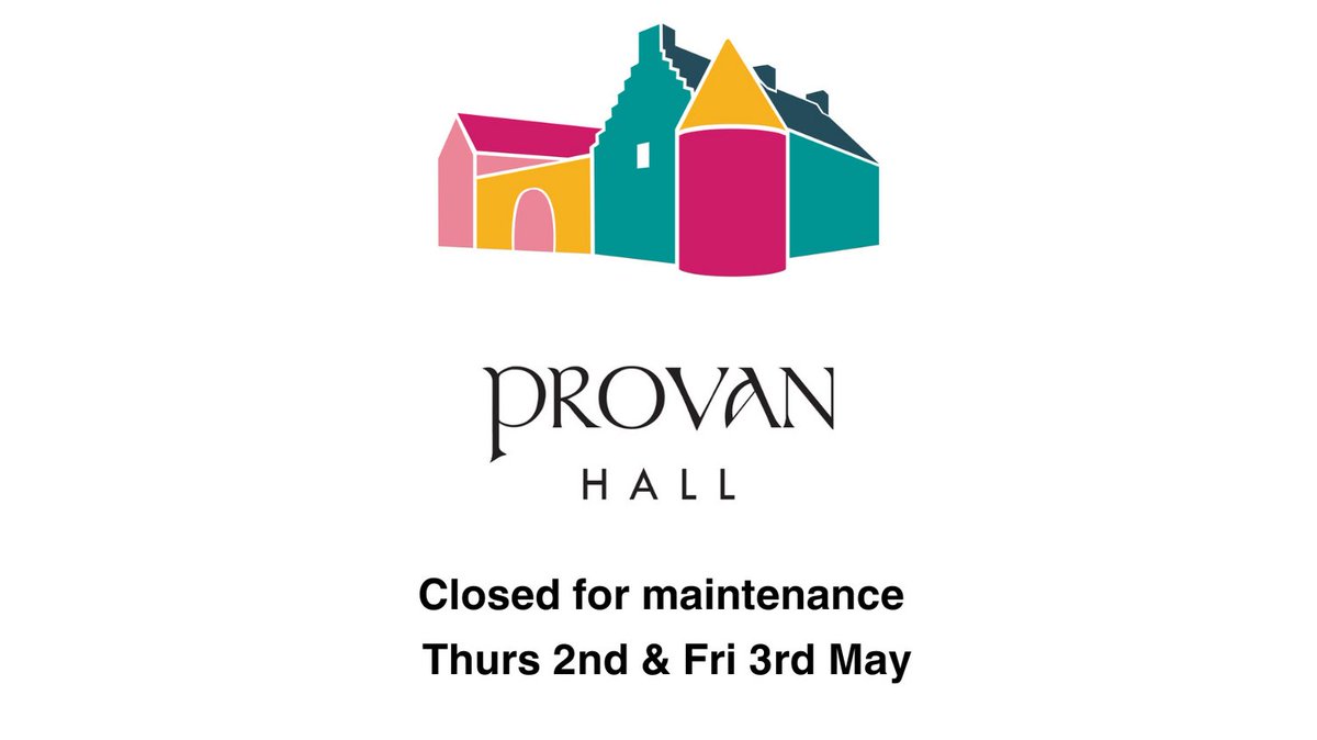 Maintenance work is still ongoing this week at Provan Hall and we will be closed Thursday and Friday. We will be open again at the weekend 4th and 5th May.