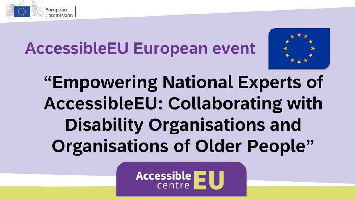 📢 New #AccessibleEU event by @AGE_PlatformEU & @MyEDF! Join our webinar equipping national experts to engage with groups benefiting from accessibility - persons with disabilities & older people. 🗓️ June 4 | 11:30 - 13:00 (CEST) 📍Online 📝Register 👉 bit.ly/3JDGNQO