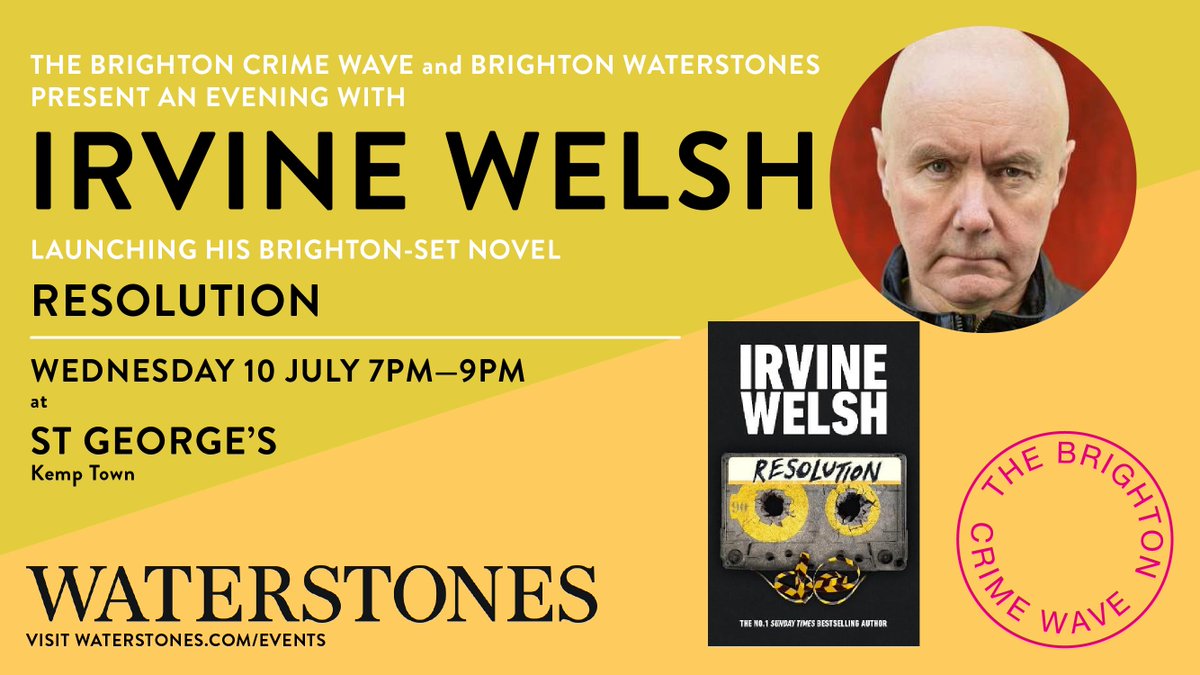And @IrvineWelsh on 10 July at 7pm @StGeorgesEvents in Kemp Town. More details: thebrightoncrimewave.uk/coming-soon/ir…