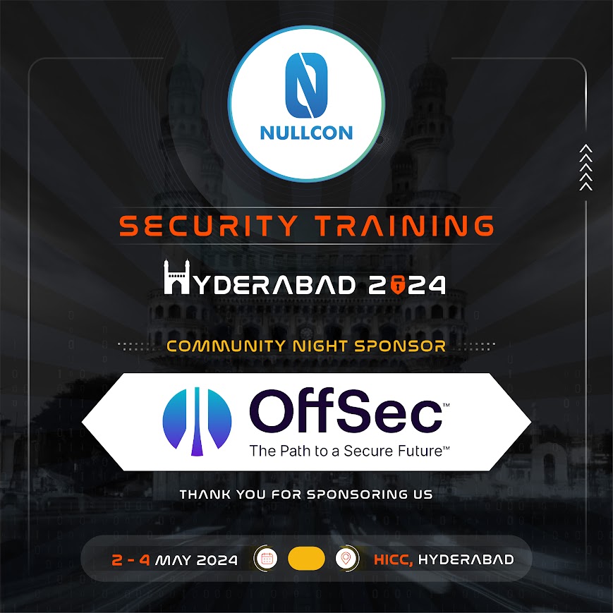 A huge thank you to our sponsor @offsectraining for supporting #NullconHYD! 🙌 Their mission is to empower individuals and organizations to fight cyber threats with indispensable cybersecurity skills and resources. Register Now: nullcon.net/hyderabad-2024… #cybersecurity