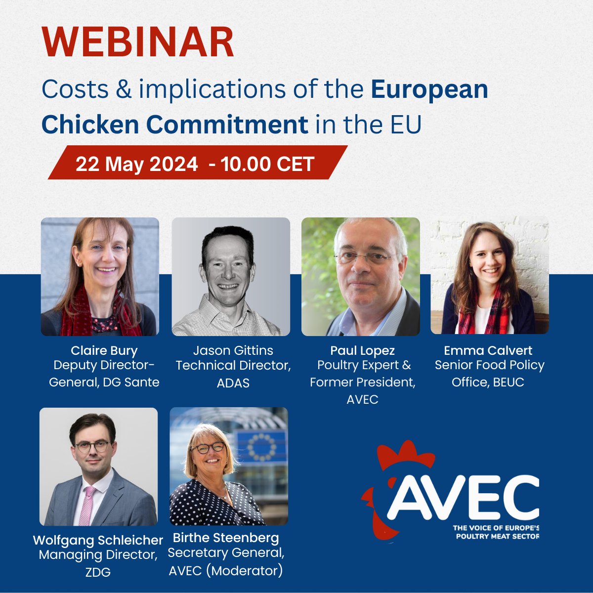 📅 On 22 May, we will discuss the Costs and implications of the European Chicken Commitment (ECC) in the EU, based on the findings of a new study from @ADASGroup.🐔 Join us for an insightful webinar!👉Register here: us02web.zoom.us/webinar/regist…