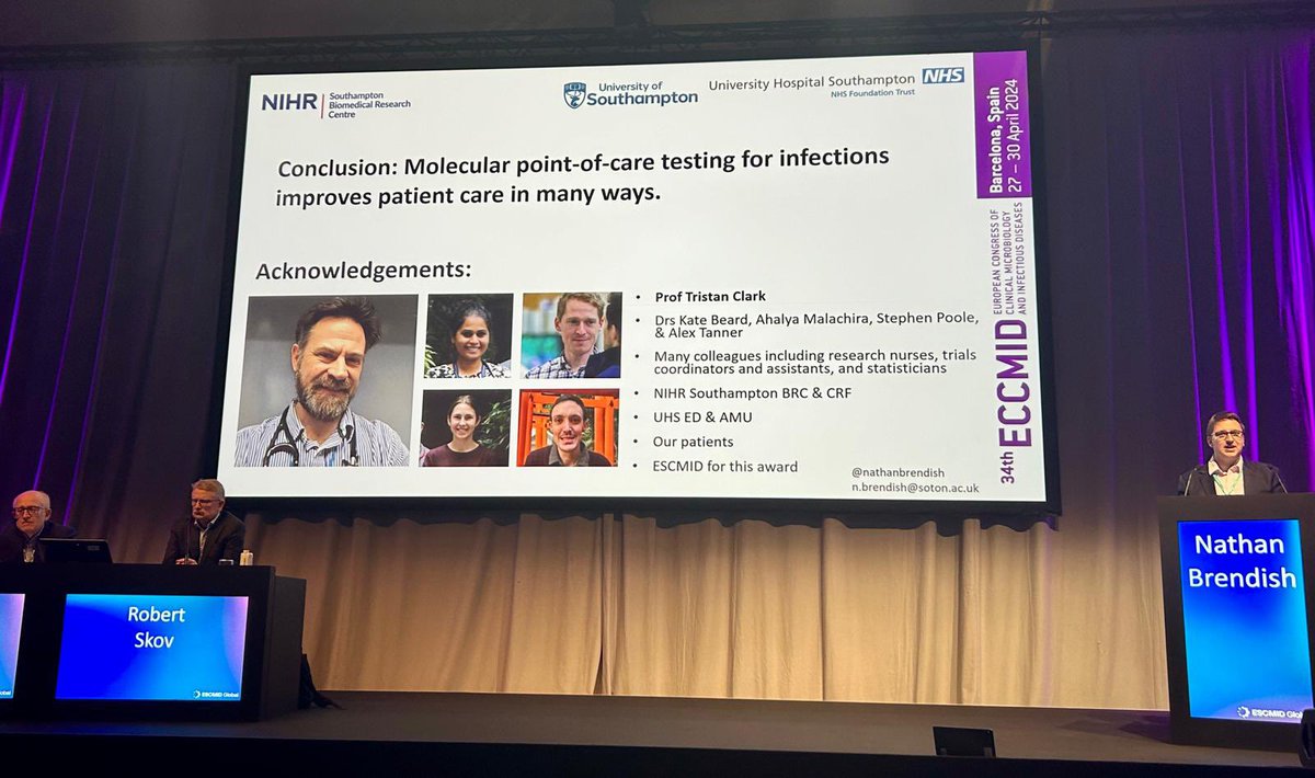 Thank you @ESCMID for the best #ESCMIDGlobal and the generous Young Investigator Award. Big thanks to @SouthamptonBRC and @UoS_Medicine for the support for our clinical trials.