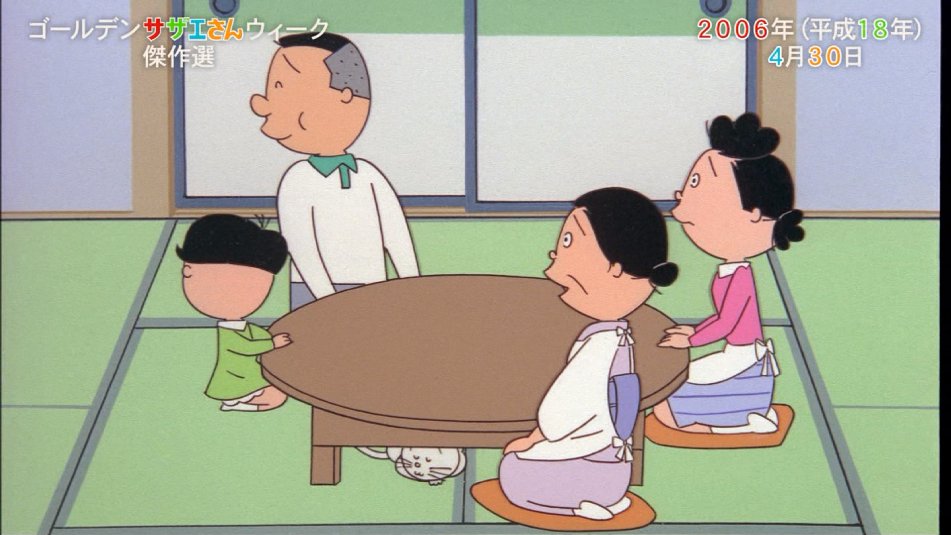 今日やっていた2006年のサザエさんHD画質なのにセル画だからか画質良い