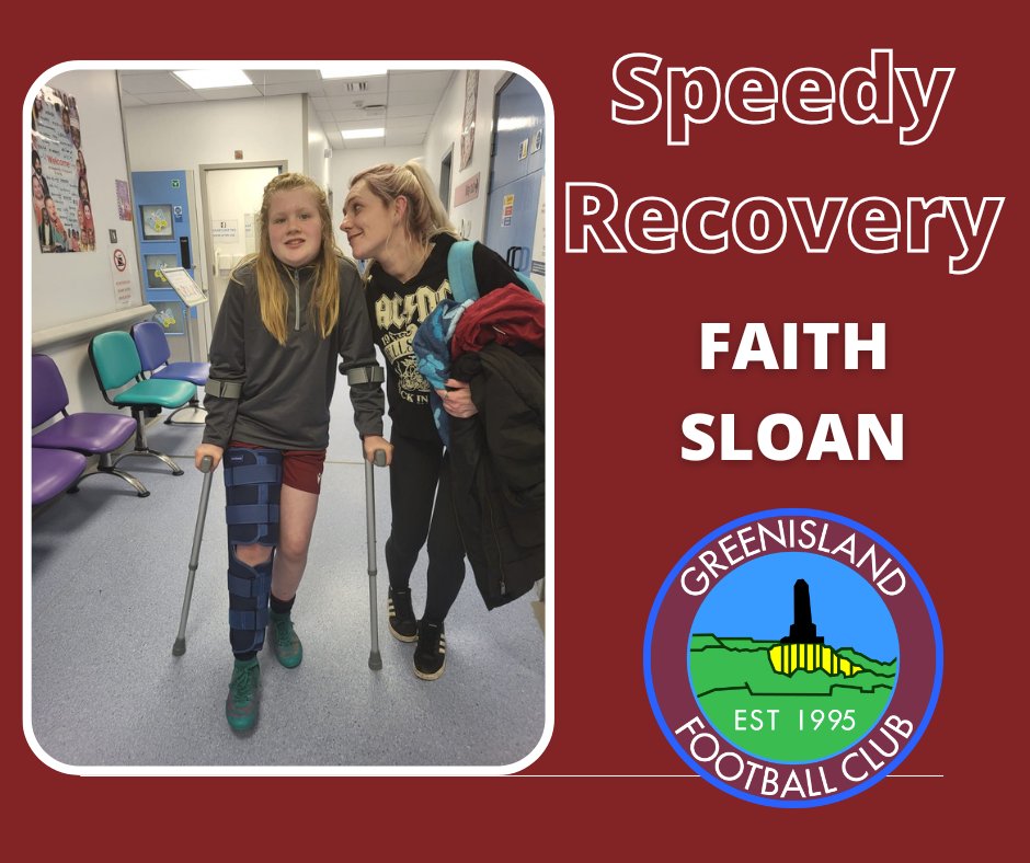 Greenisland Bears players, coaches and all at GFC wish Faith Sloan the speediest of recoveries after unfortunately dislocating her knee.

See you back soon Faith 👋🏽👋🏽