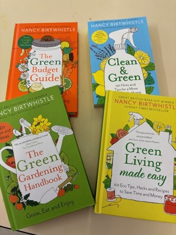 Exciting new additions from the Eco-group heading to the school library! Staff are also planning a master class in marking your own eco-detergent!