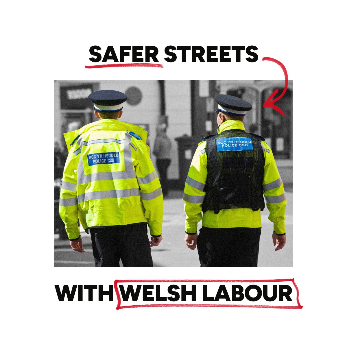 Welsh Labour Police and Crime Commissioners help keep streets safe.

Use your vote today until 10pm — remember your ID.