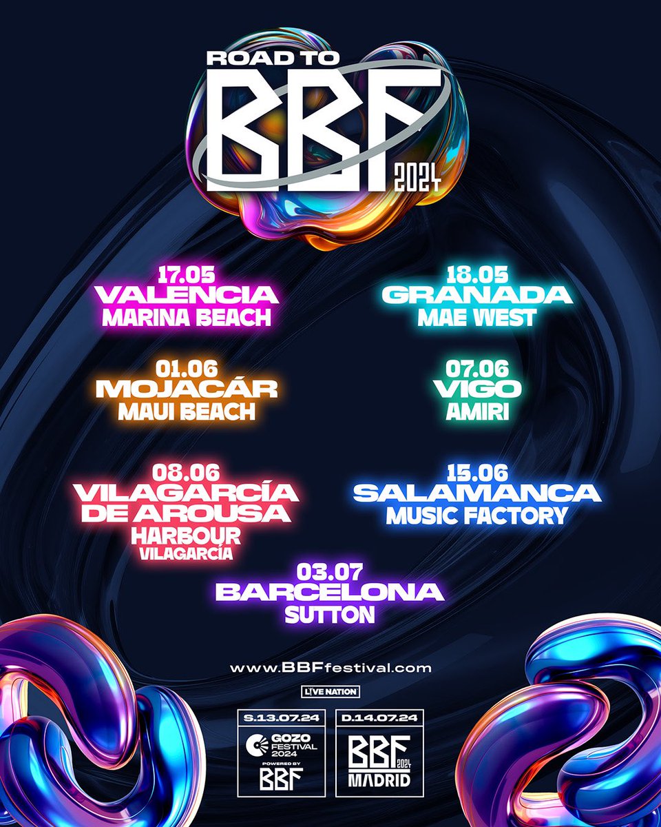 🚗 ¡Llega Road To BBF!
 
Localiza tu fiesta y ven a vernos en alguna de las 7 que tenemos repartidas por el país.
 
DJs de renombre, sorteos y más sorpresas.

Más info en bbffestival.com/rtbbf
 
#RoadToBBF2024