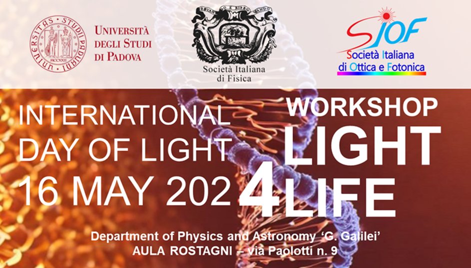 In occasione della Giornata Internazionale della Luce, il 16 maggio in l’aula Rostagni del @dfaunipd , si svolgerà il workshop LIGHT 4 LIFE, con l’intento di celebrare l’importanza della luce e delle tecnologie basate sulla luce nel campo delle scienze della vita
#luce #fisica