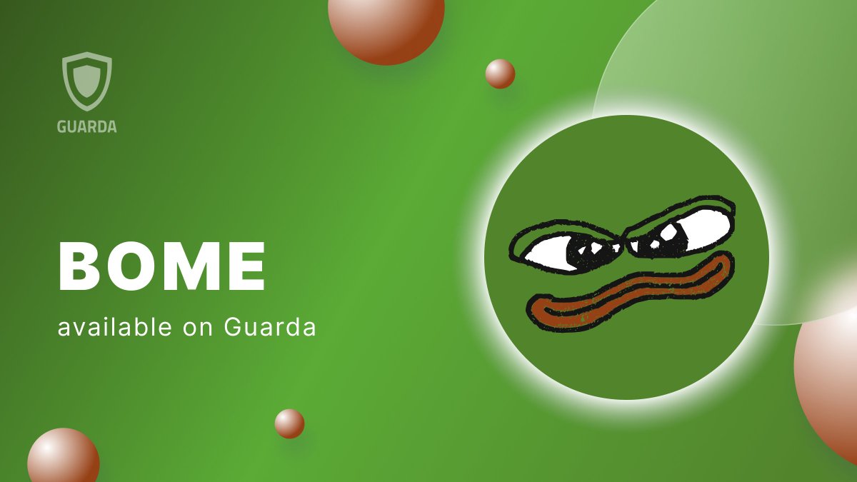 $BOME is live on @GuardaWallet! Manage, send, and receive your #BOME tokens as you dive into the ever-evolving world of web3 culture with the @Bomebookofmemes. Ready to make your memes unstoppable? Create your #crypto wallet 👉 grd.to/ref/twi_app