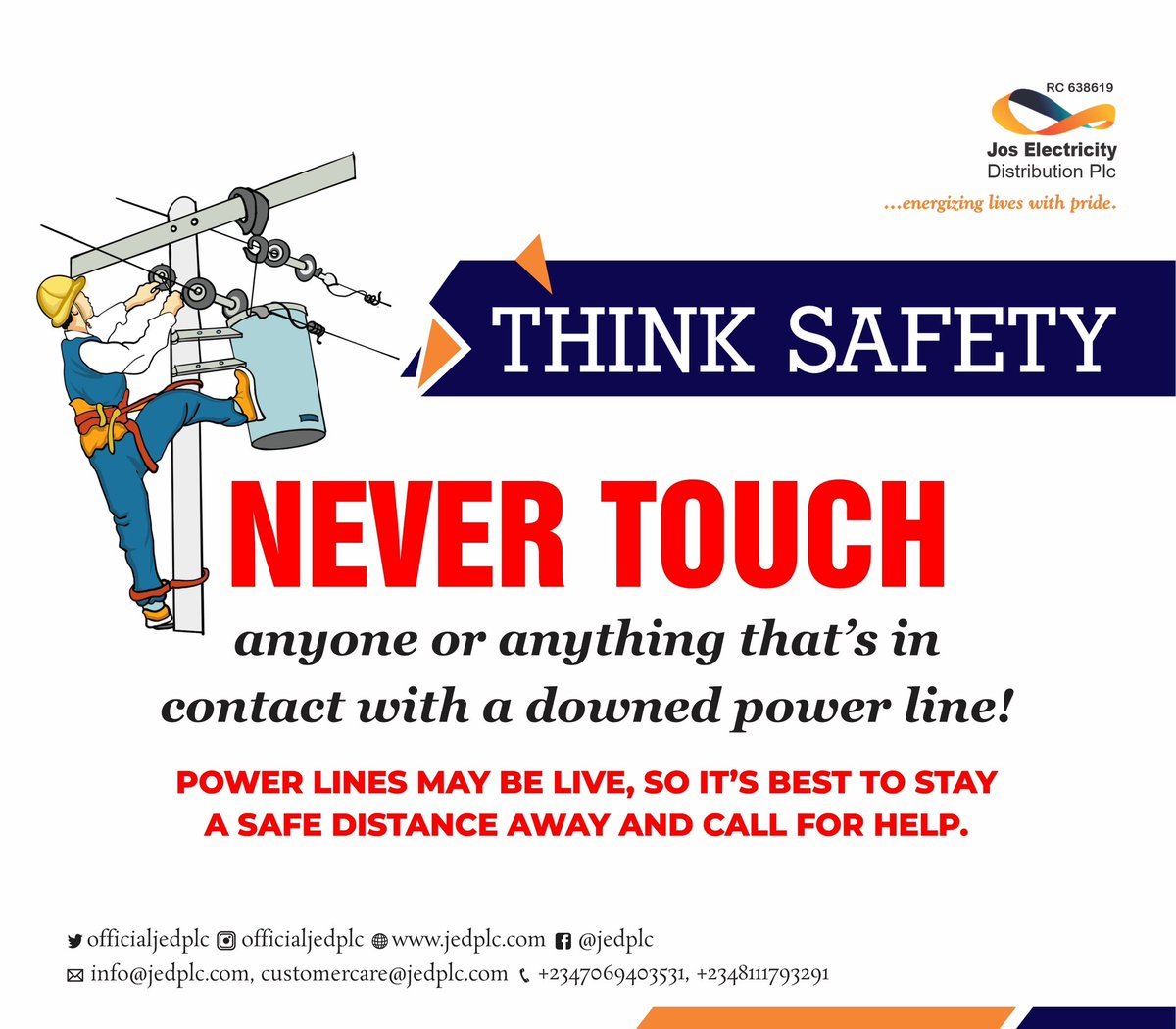 Think safety at all times!
#jedplc 
#energizingliveswithpride 
#safetyfirstalways