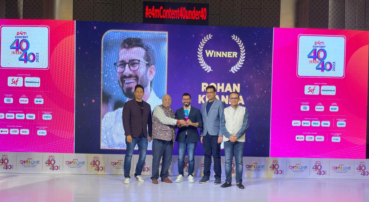 The #e4mContent40Under40 Awards honour individuals who have significantly shaped the Content Marketing industry!👏 
Many Congratulations #RohanKhanna , Vice President and Head of Marketing , @reliancejio on winning the prestigious title.🏆

#e4mAwards #Content40Under40