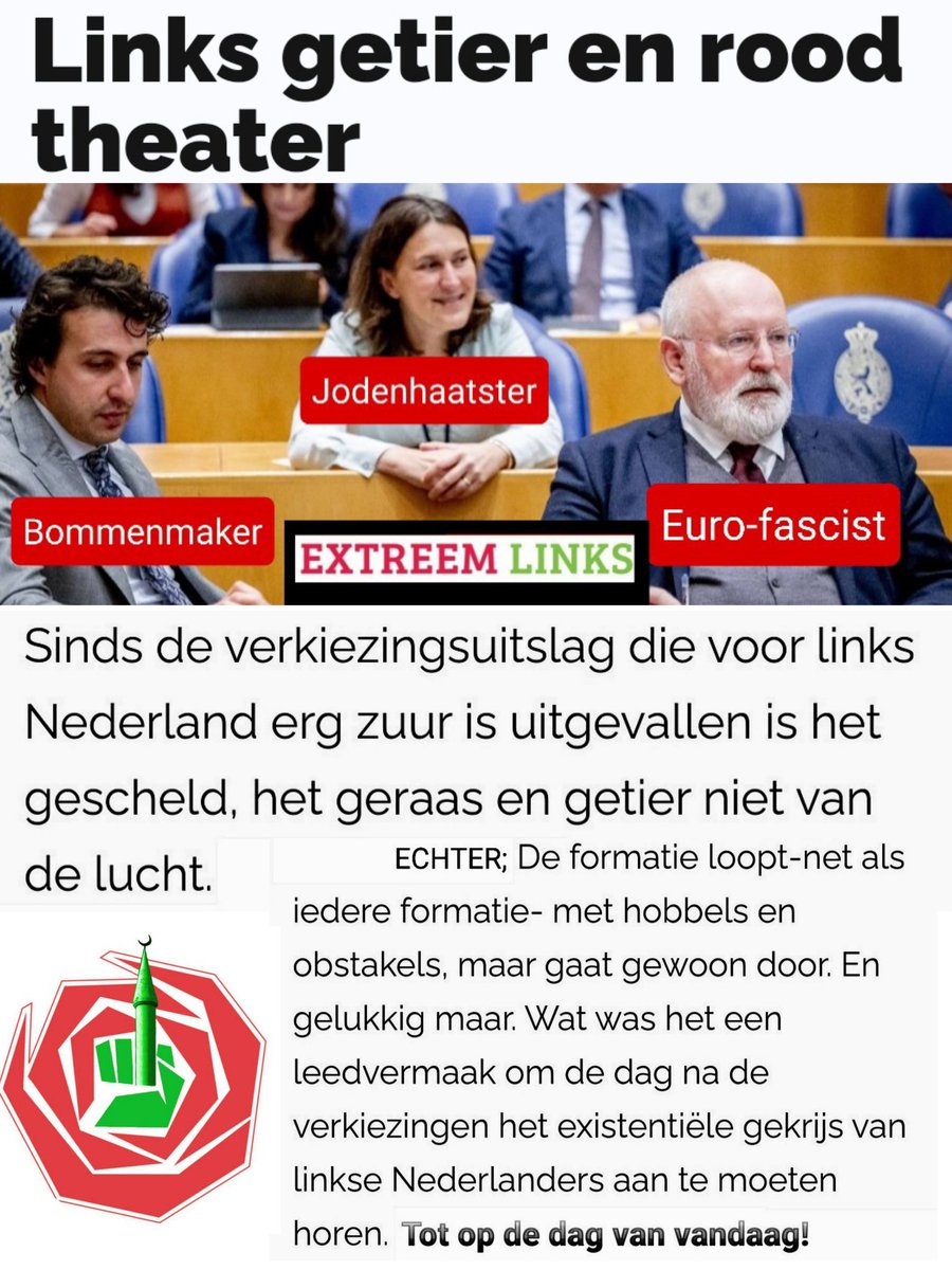 Elke dag dat een Rechts Kabinet dichterbij komt, begint #Links harder te krijsen. Als #Wilders dan ook nog spreekt op een Congres voor Conservatieven, gaan ze helemaal uit hun stekker. Ondertussen staat de #PVV op 50 gepeilde zetels. GENIETEN!